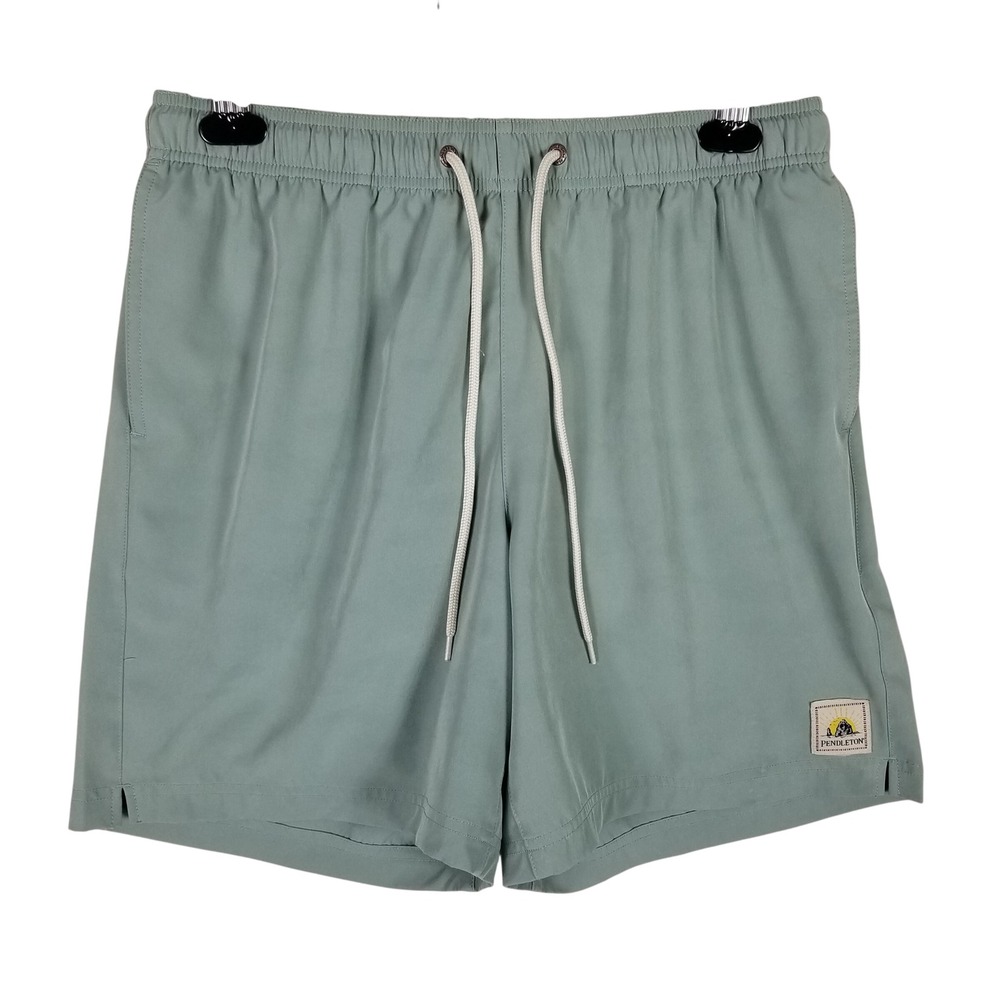Pendleton Swim Trunks Men Size Medium Sage Green Elastic Drawstring Board Shorts